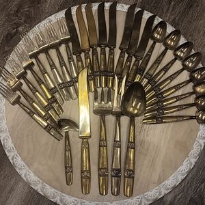 Vintage Brass Flatware Set